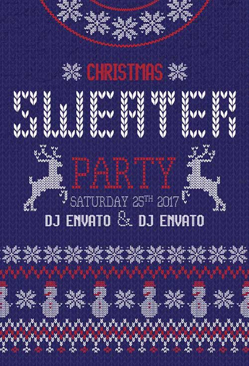 Ugly Sweater Christmas Party Flyer Template