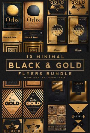 10 Minimal Black and Gold Flyer Bundle