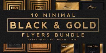 10 Minimal Black and Gold Flyer Bundle
