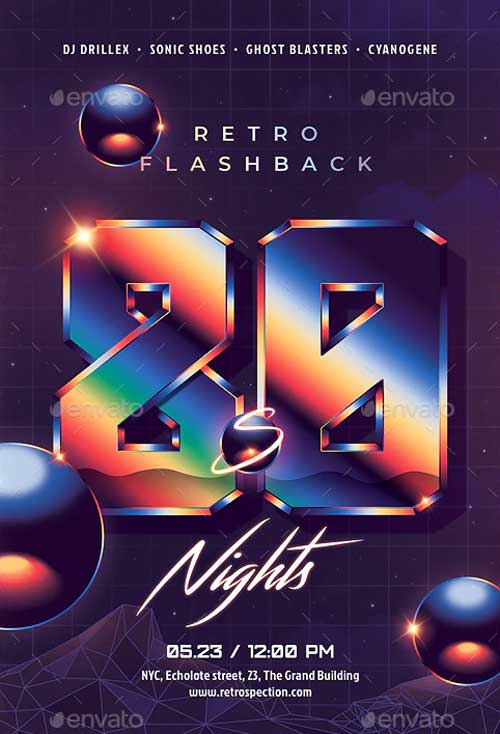 80s Night Flashback Party Flyer Template