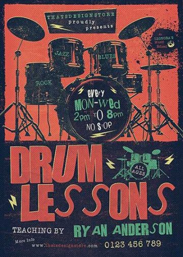 Alternative Drum Lessons Flyer Template