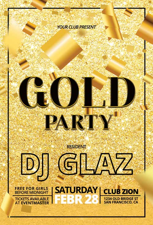 Elegant Gold Party Free Flyer Template