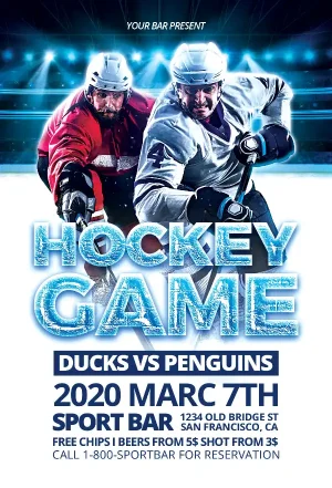 Free Ice Hockey Game Flyer Template