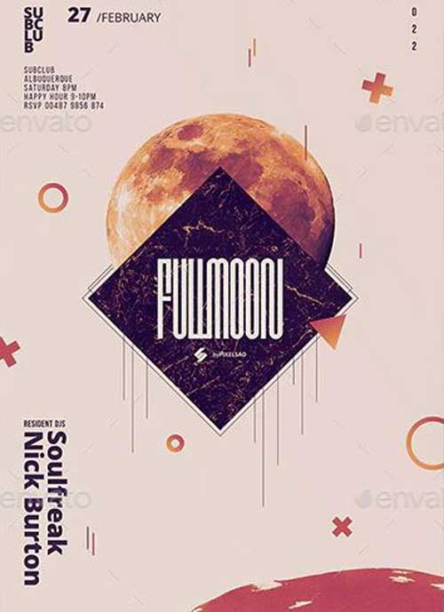 Full Moon Music Event Poster and Flyer Template