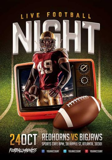 Live Football Game Event Flyer Template