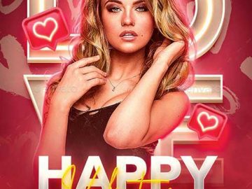 V-Day Club Event Flyer PSD Template