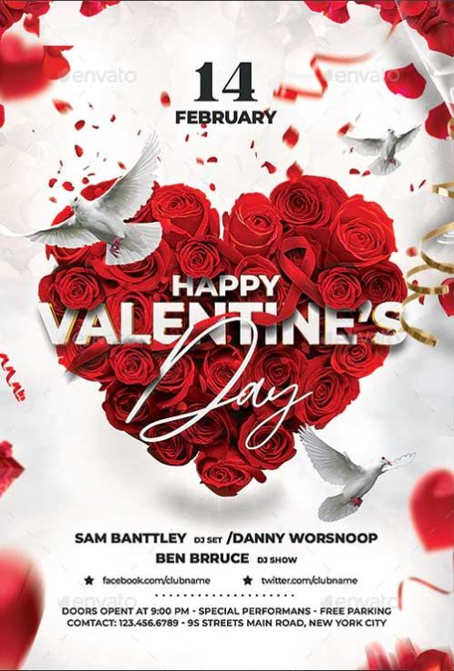 Valentines Day Club Flyer Template for your next Valentines Day