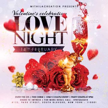 Valentines Day Love Night Flyer Template