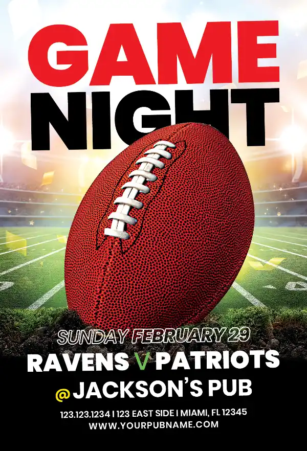 Free Football Game Night Flyer Template