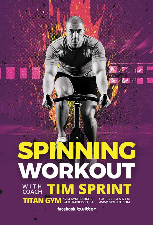 Free Spinning Workout Flyer Template