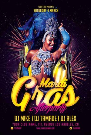 Mardi Gras Afterparty Flyer Template