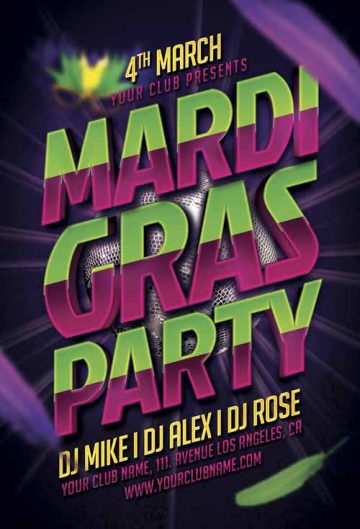 Mardi Gras Party Event Flyer Template