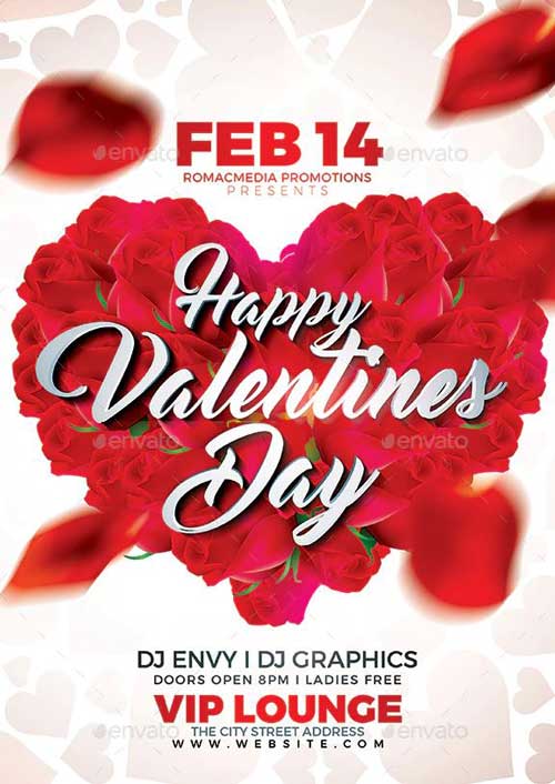 V-Day Party Flyer PSD Template