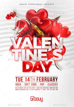 Valentines Day Party Flyer PSD Template