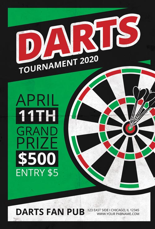 Free Darts Tournament Flyer Template