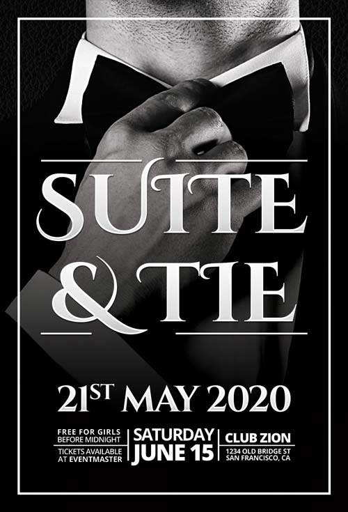 Free Elegant Suite and Tie Party Flyer Template
