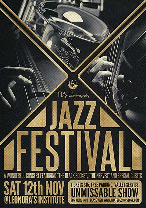 Golden Jazz Flyer Template For Soul And Blues Events Ffflyer