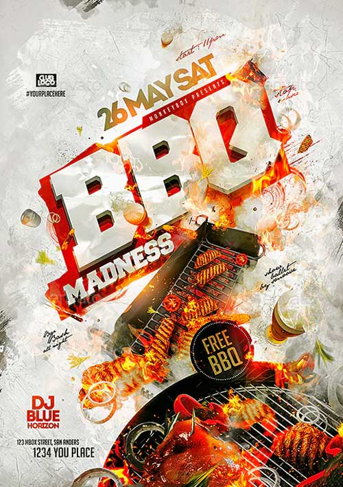 BBQ Madness Flyer Template PSD Club Flyer FFFLYER