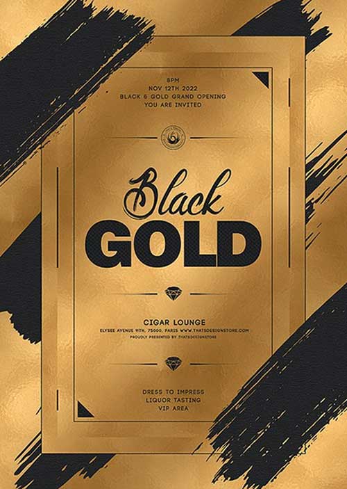 Black Gold Club Party Flyer Template