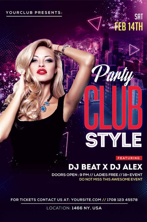Club Style Free PSD Flyer Template