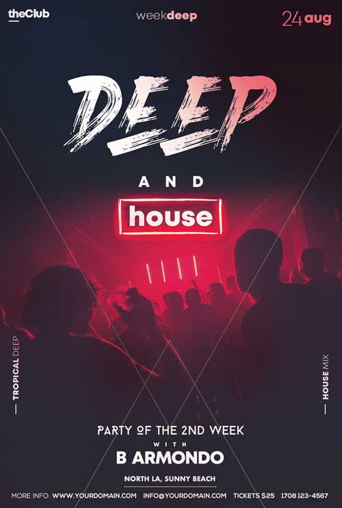 Deep House Party Free PSD Flyer Template