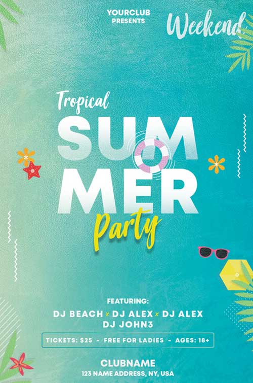 Free Summer And Tropical Flyer PSD Template