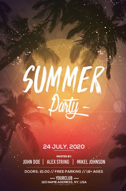 Free Summer Party Flyer PSD Template for Summer Party Events - FFFLYER