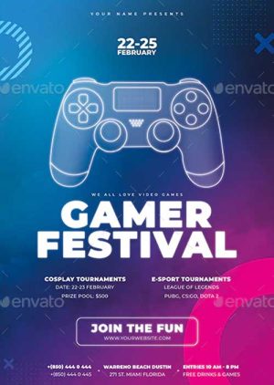 Gamer Party Flyer Template