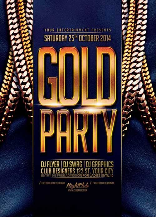 Gold Party Urban Flyer Templates