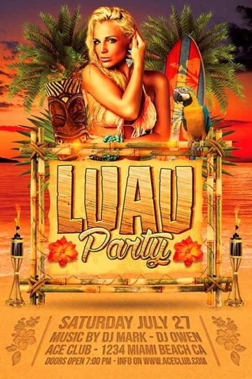 Luau Party Flyer Template
