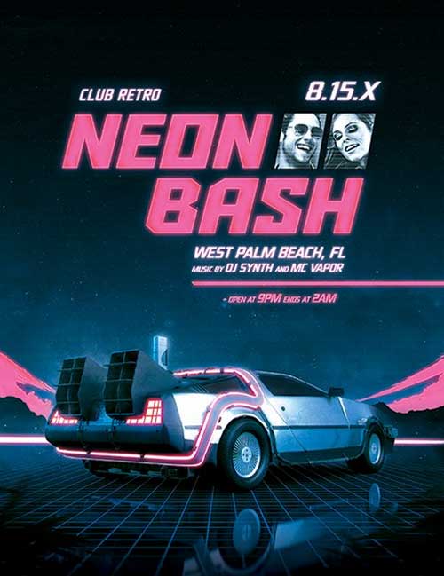 New Retro 1980s Synthwave Flyer Templates