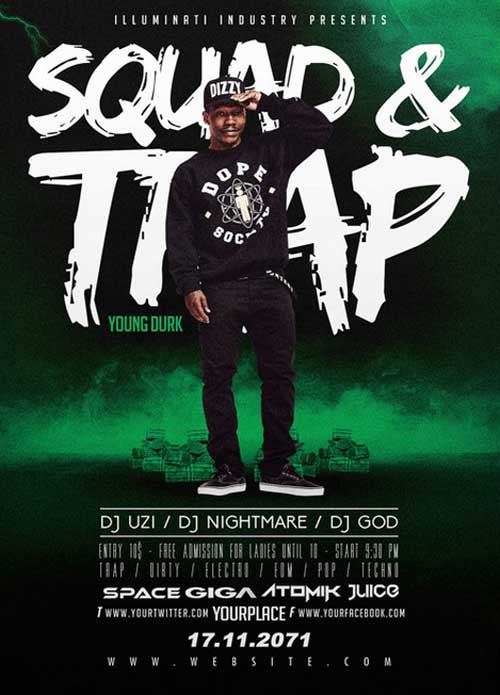 Squad And Trap Dj Flyer Template