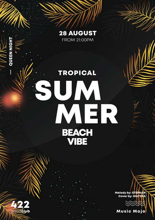 Summer Gold Party Free PSD Flyer Template