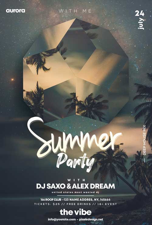 Summer Party Free Flyer PSD Template