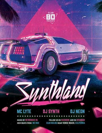 Synthland Retrowave Flyer Templates