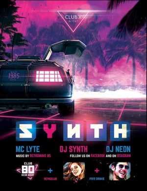 Synthwave Cyperpunk 1980s Flyer Templates