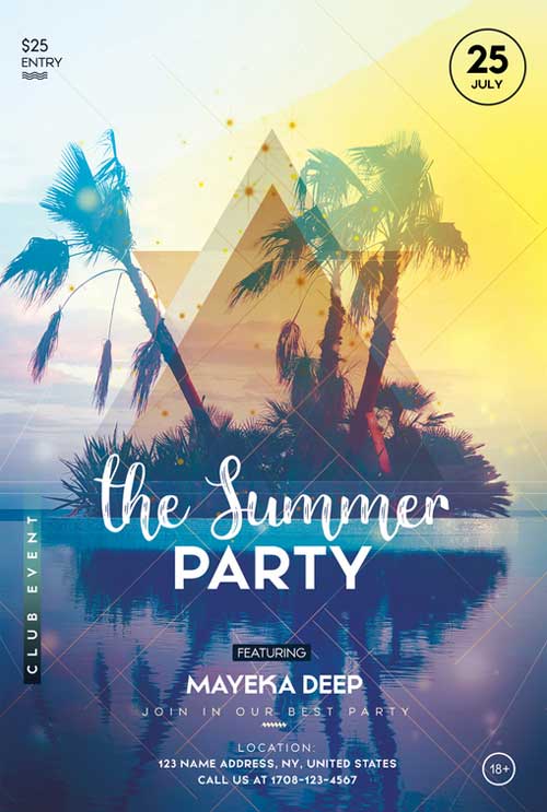 The Free Summer Party Flyer PSD Template