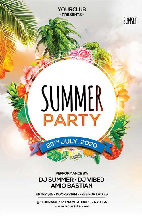 The Summer Party Free Flyer PSD Template