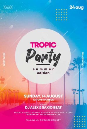 Tropic Summer Party Free PSD Flyer Template