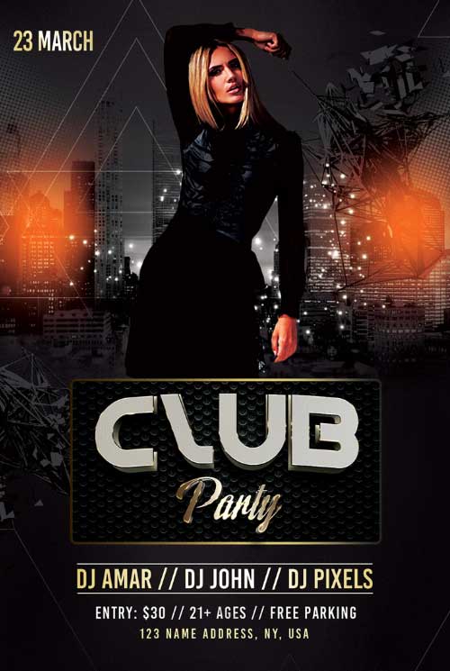 Club And Party Free PSD Flyer Template