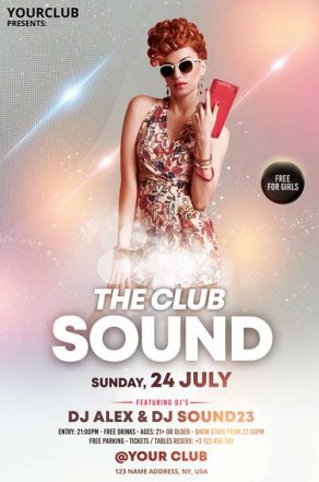 Club Sound Free Party PSD Flyer Template