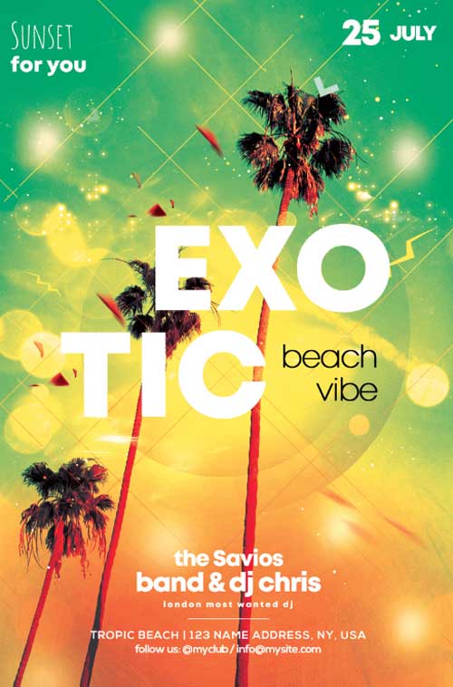 Exotic Summer Beach Vipe Free Summer PSD Flyer Template