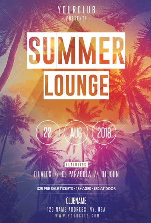 Summer Lounge Party Free Summer PSD Flyer Template