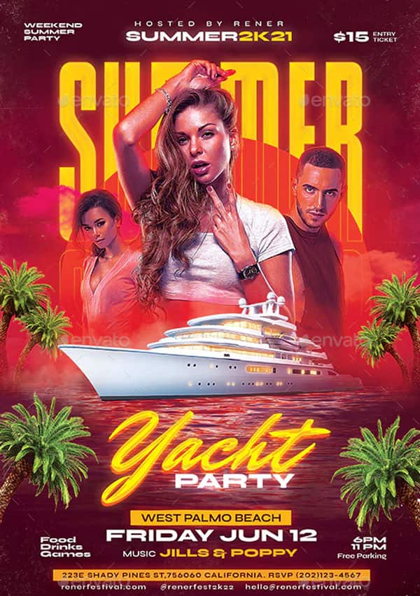 Summer Yacht Party Flyer Template