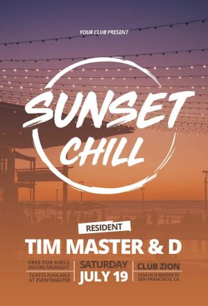 Sunset Chill Party Free Flyer Template