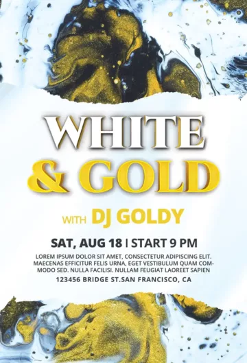Free White & Gold Party Flyer Template