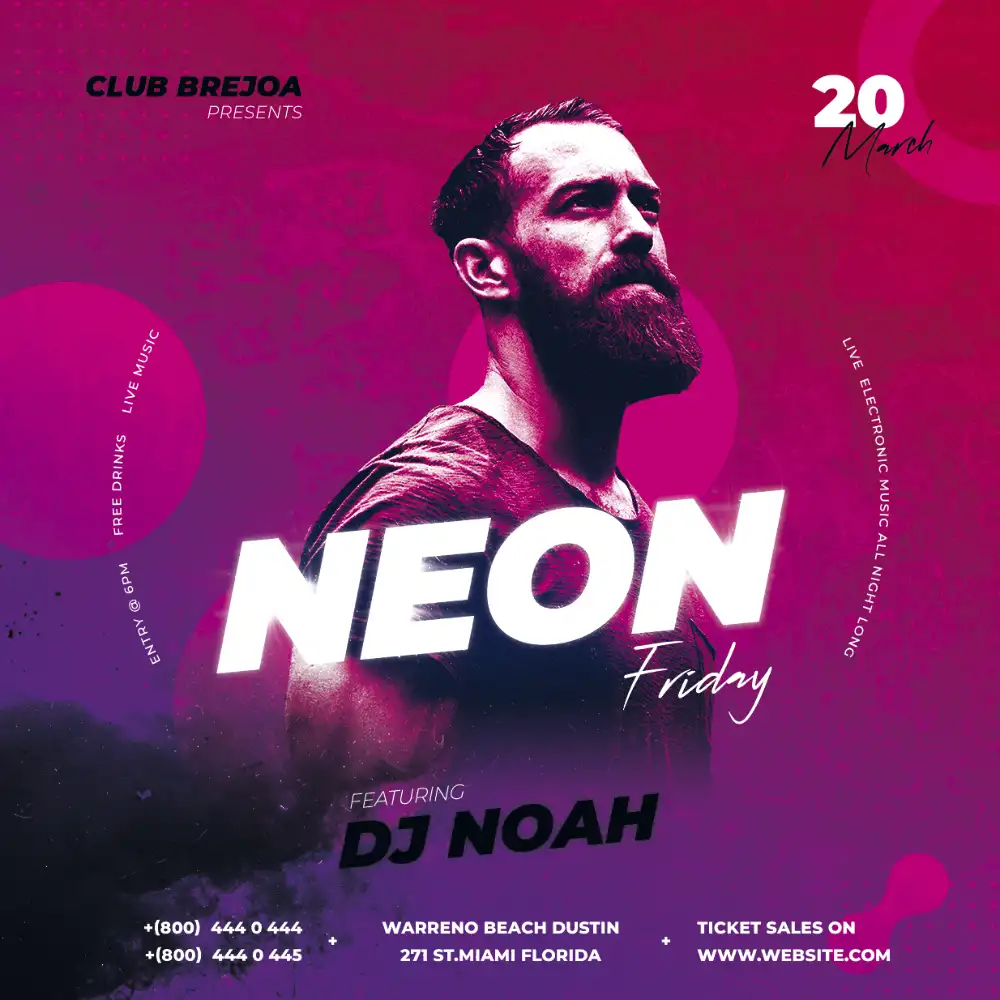 Neon Party Free Instagram Template