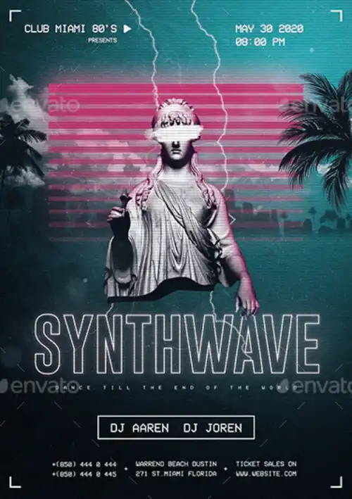 Synthwave Club Party Flyer Template