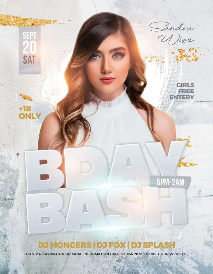 Free Birthday Bash Party Flyer PSD Template