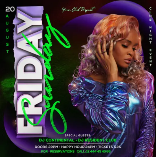 Free Friday Club Party Instagram Template